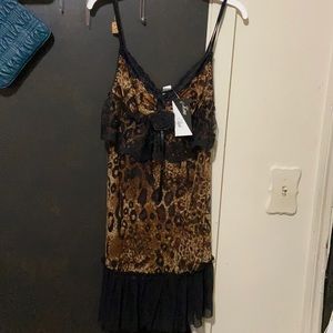 Woman’s leopard print lingerie dress